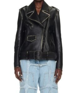 Women’s Vintage Oversize Black Biker Jacket