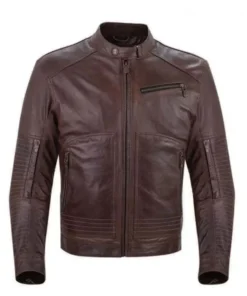 Mens Brown Leather Motorcycle Jacket