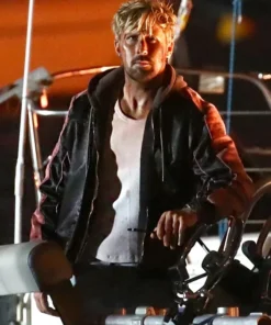 Miami Vice Stunt Team Ryan Gosling Black Leather Jacket