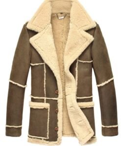 Mens Shearling Brown Sheepskin Leather Coat