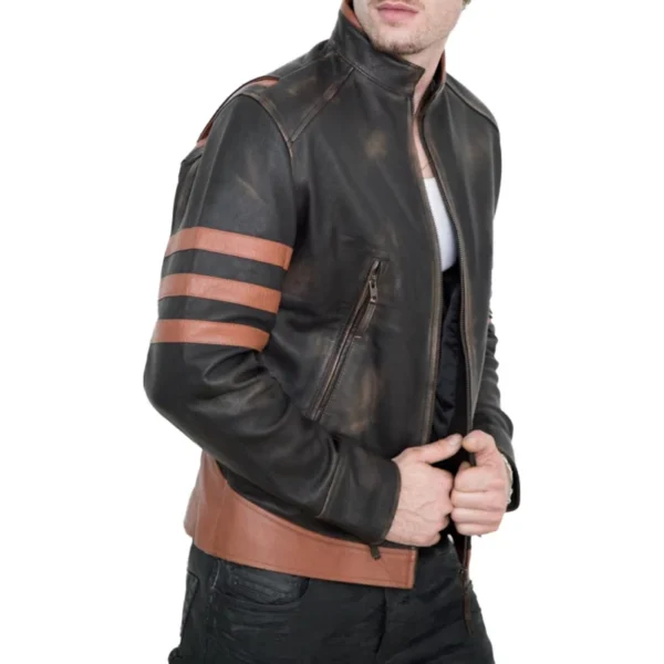 Retro style vintage leather jacket with classic cut
