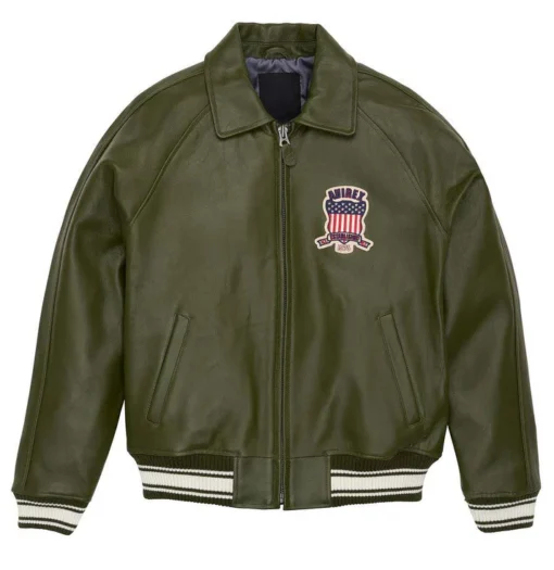 Olive Green Leather Avirex jacket