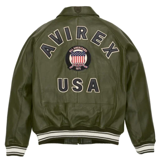 Olive Green Leather Avirex jacket