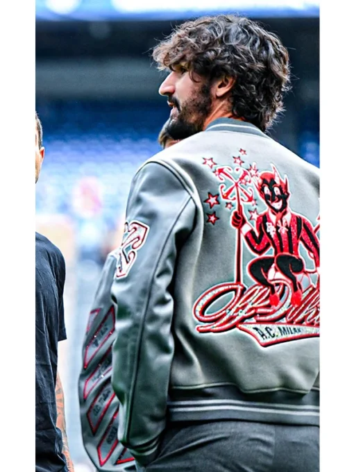 Off White Ac Milan Grey Varsity Jacket