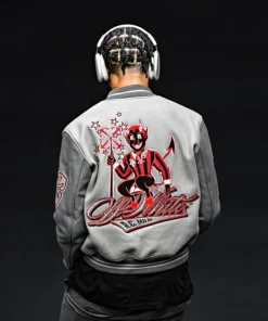 Off White Ac Milan Grey Varsity Jacket