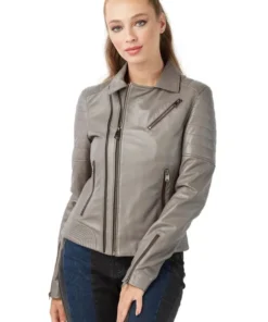 Agata Taupe Genuine Leather Women’s Jacket