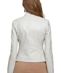 Caroline Women’s Platinum White Café Racer Jacket