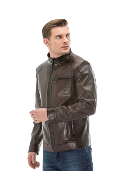 Men’s Brown Blackout Leather Jacket