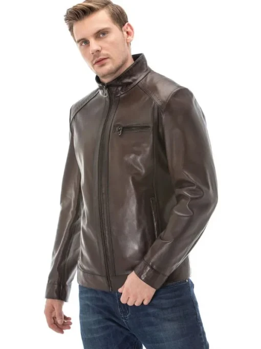 Men’s Brown Blackout Leather Jacket