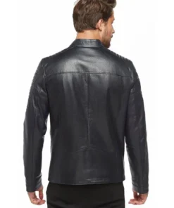 Navy Blue Jumbo Sport Leather Jacket