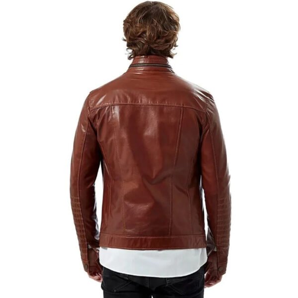 Men’s Tan Brown Leather Slim Fit Jacket