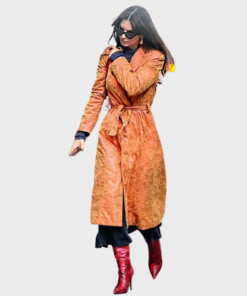 Emily Ratajkowski Orange Trench Coat