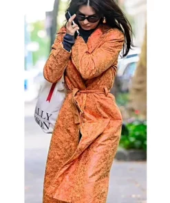 Emily Ratajkowski Orange Trench Coat