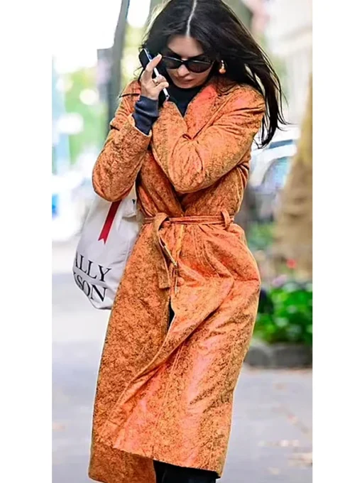 Emily Ratajkowski Orange Trench Coat