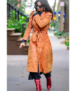 Emily Ratajkowski Orange Trench Coat