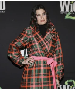 Idina Menzel Plaid Trench Coat