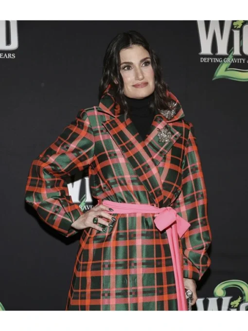 Idina Menzel Plaid Trench Coat