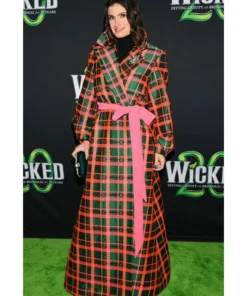 Idina Menzel Plaid Trench Coat