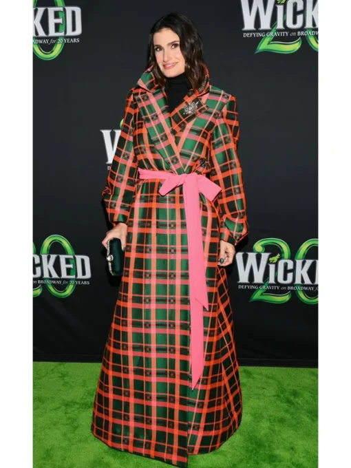 Idina Menzel Plaid Trench Coat