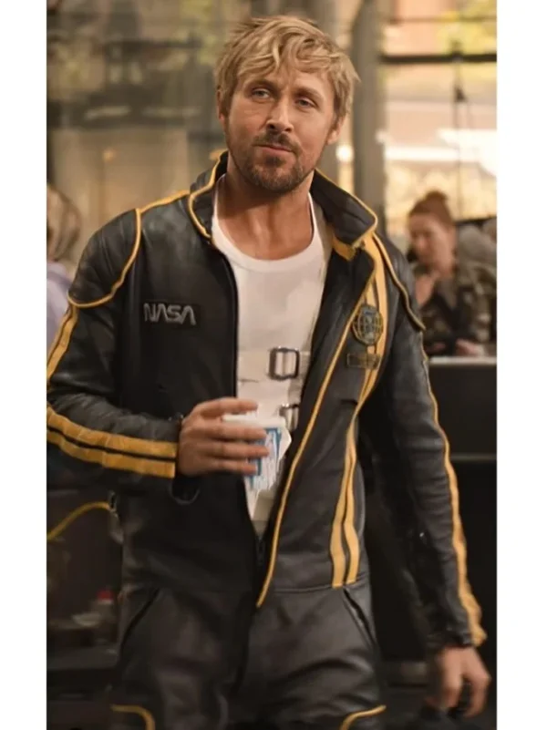 Ryan Gosling Yellow Stripes Leather Jacket