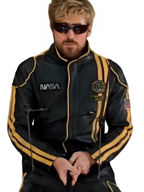 Ryan Gosling Yellow Stripes Leather Jacket