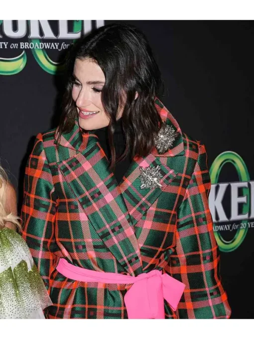 Idina Menzel Plaid Trench Coat