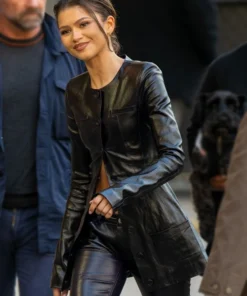 Zendaya The Attico SS24 Black Leather Jacket