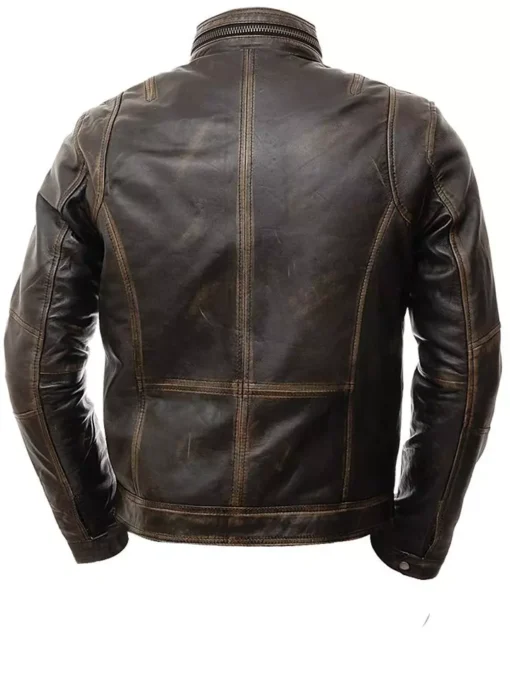 Brown Distressed Leather Jacket Mens