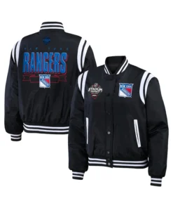 New York Rangers 2024 Stadium Series Black Bomber Jacket