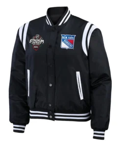 New York Rangers 2024 Stadium Series Black Bomber Jacket