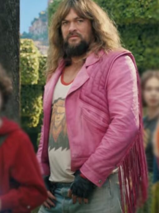 A Minecraft Movie 2025 Jason Momoa Pink Fringed Jacket