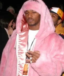 The American Rapper Pink Hooded Fur Jacket