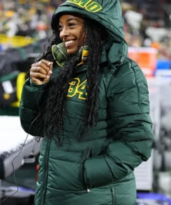 Simone Biles Green Puffer Hooded Jacket