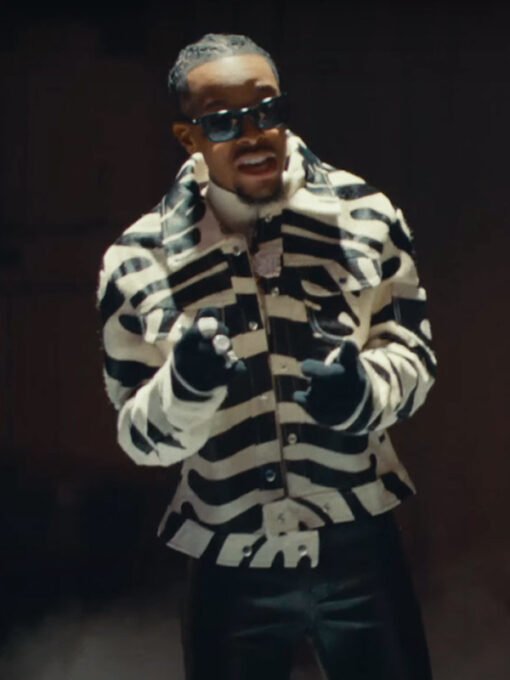 American Rapper Toosii White And Black Leather Jacket