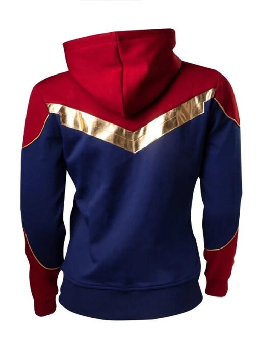 Carol Danvers Brie Larson Captain Marvel Red and Blue Hoodie