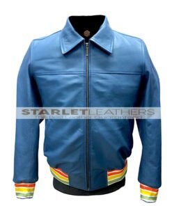 Evil Kristen Bouchard Blue Bomber Leather Jacket