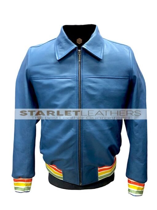 Evil Kristen Bouchard Blue Bomber Leather Jacket