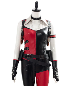 Harley Quinn Black and Red Leather Costume Jacket