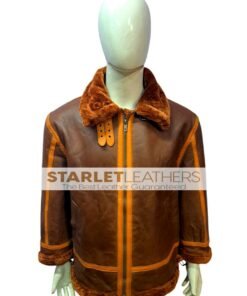 Men Aviator Distressed Brown Shearling Jacket