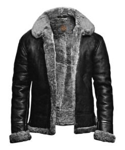 B3 Bomber Black Fur Pilot Leather Jacket