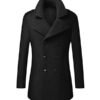 Double Breasted Woolen Black Trench Coat