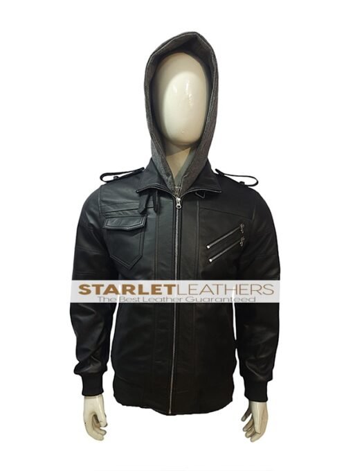 Men's Black Bomber Leather Jacket