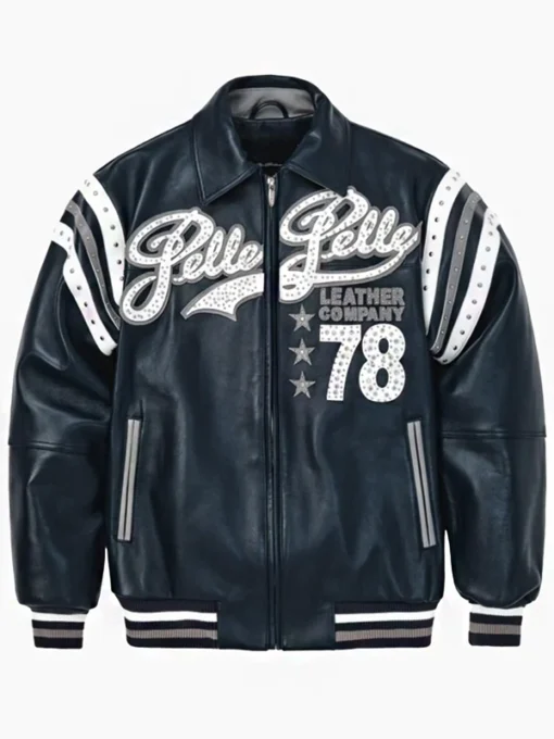 Pelle Pelle Encrusted Leather Varsity Jacket