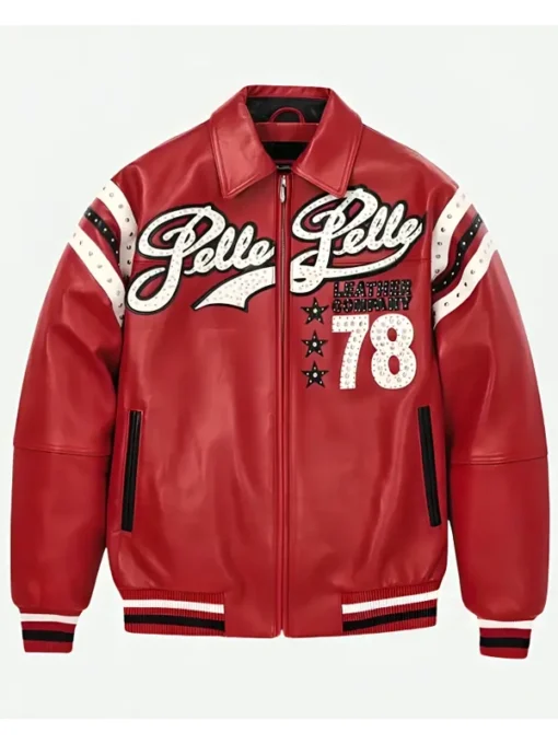 Pelle Pelle Red Varsity Leather Jacket