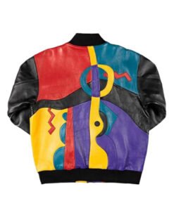 Multicolor Leather Pelle Pelle Picasso Plush Bomber Jacket