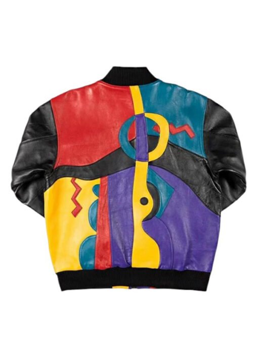 Multicolor Leather Pelle Pelle Picasso Plush Bomber Jacket