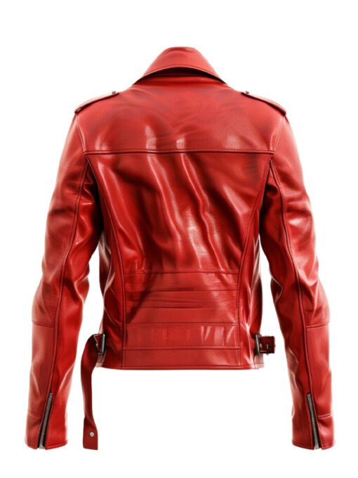 Men's Red Leather Cafe Racer Motorcycle Jacket