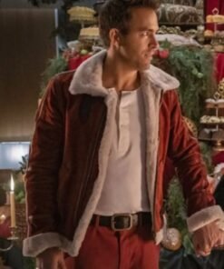 Ryan Reynolds Spirited Shearling Red Leather Jacket