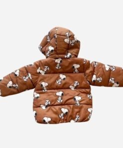 Snoopy Puffer Unisex Hooded Brown Parachute Jacket