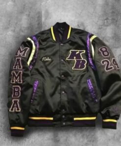 Kobe Bryant Black Varsity Bomber Satin Jacket